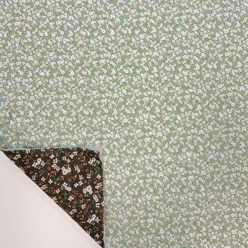 Printed Quilted Cotton ELONA / HILALI Burnt Sienna / Verdigris